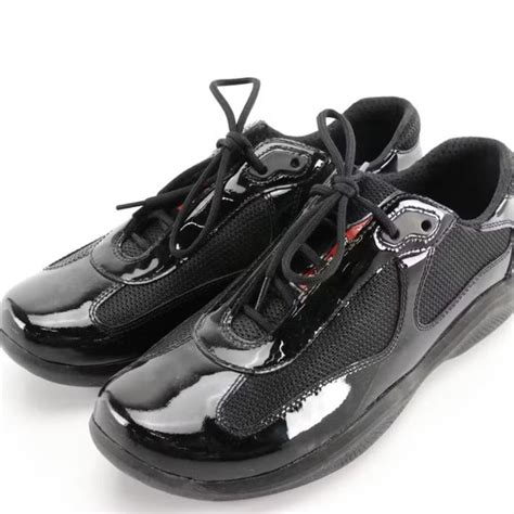 prada americas cup black patent leather women& 39|Prada linea rossa shoes.